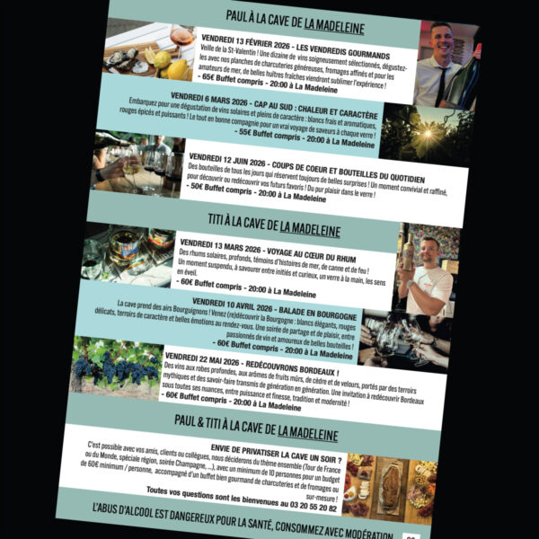 Dégustations à La Cave de Jules La Madeleine