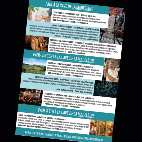 Dégustations à La Cave de Jules de La Madeleine